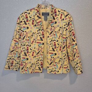 NOUVEAUX Kokeshi Doll Print Blazer Jacket Women's Size 16